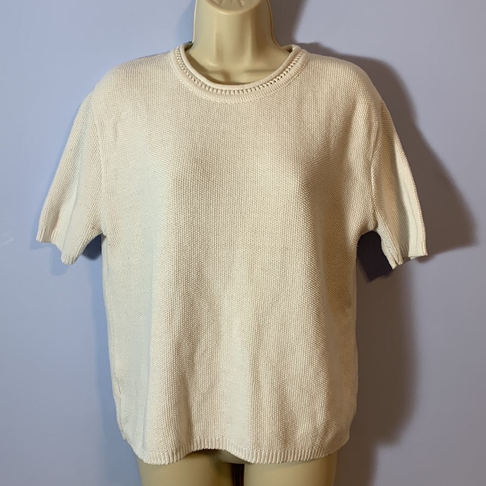 Forever creative worldwide sweater short sleeve crewneck knit roll neck size L